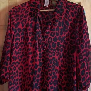 Black & Red animal print - sheer top - 1X